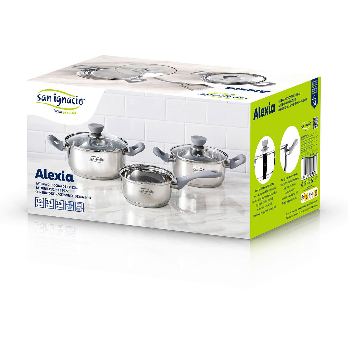 SAN IGNACIO Topfset Alexia silber Edelstahl 3 tlg. Alexia - silber - SAN IGNACIO