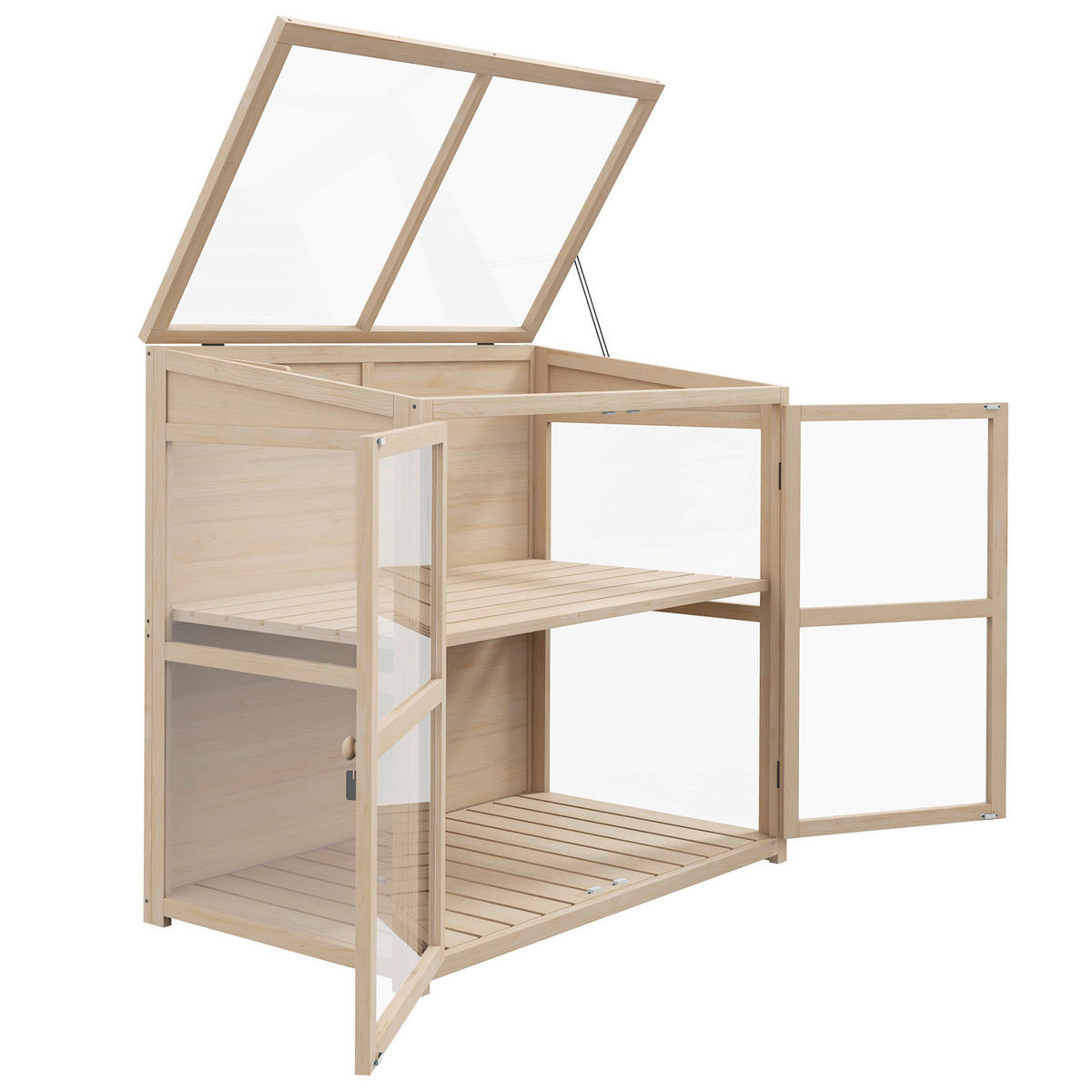 Outsunny Gewächshaus B/H/L: ca. 61x103x103 cm Frühbeet - natur (103,00/61,00/103,00cm) - Outsunny