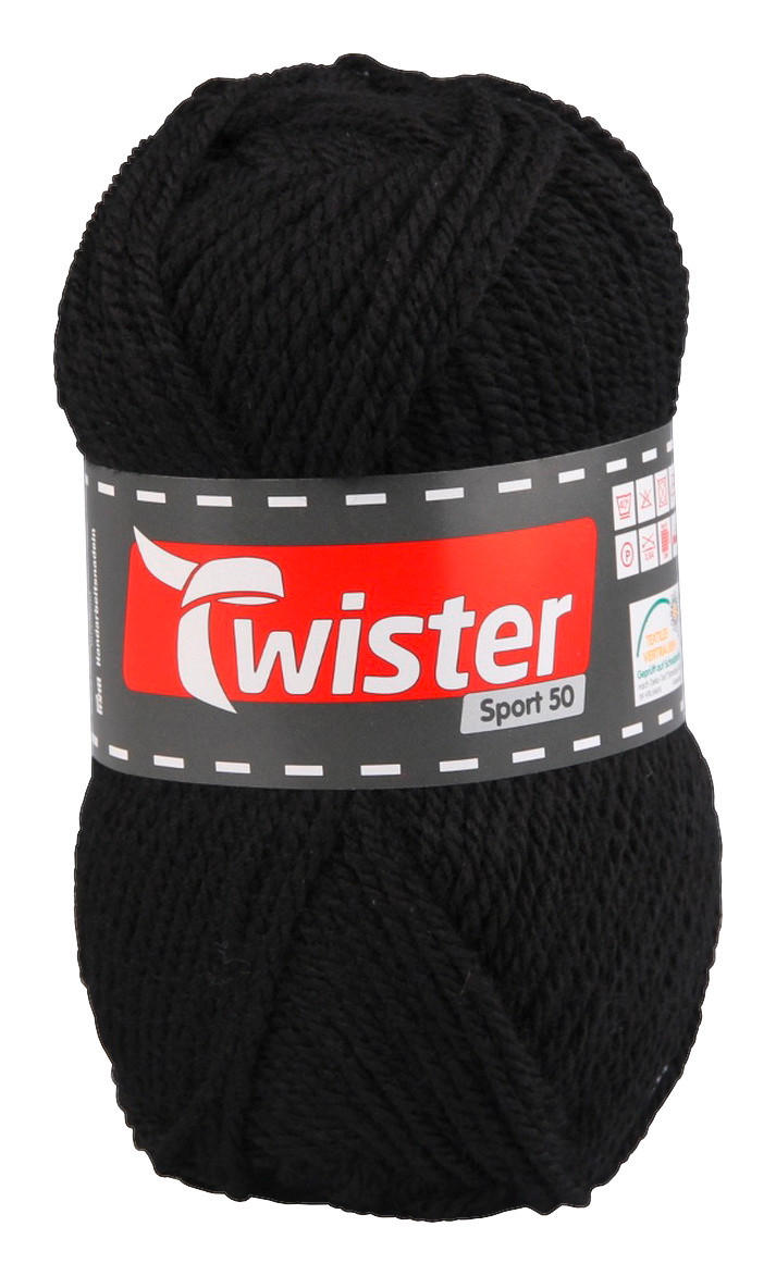 Handstrickgarn Twister Sport uni schwarz L: ca. 15000 cm Twister Sport uni - schwarz (15000,00cm) - Twister