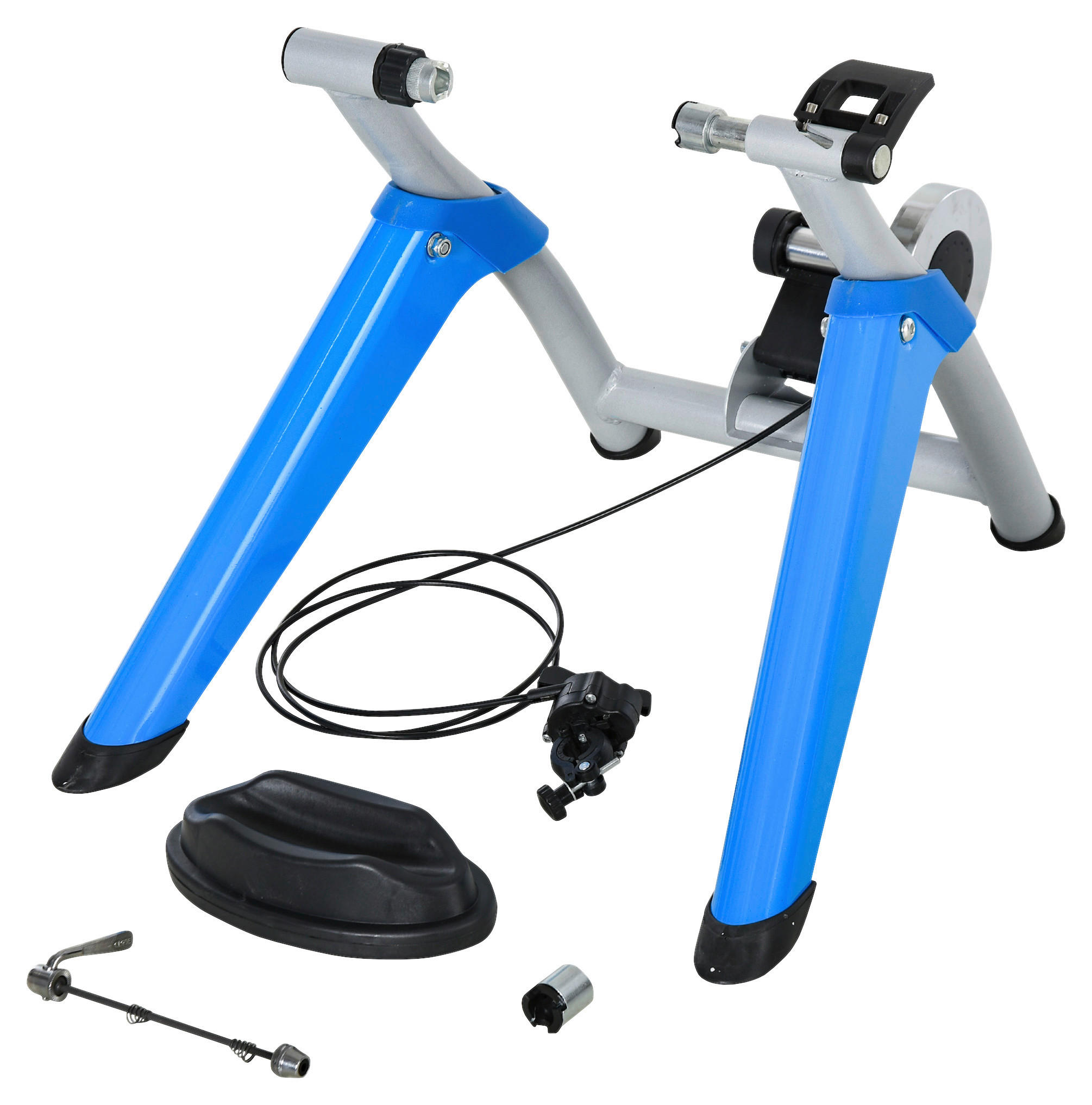 HOMCOM Fahrradtrainer blau Kunststoff B/H/L: ca. 77x47,5x56 cm Fahrradtrainer - blau/silber (56,00/77,00/47,50cm) - HOMCOM