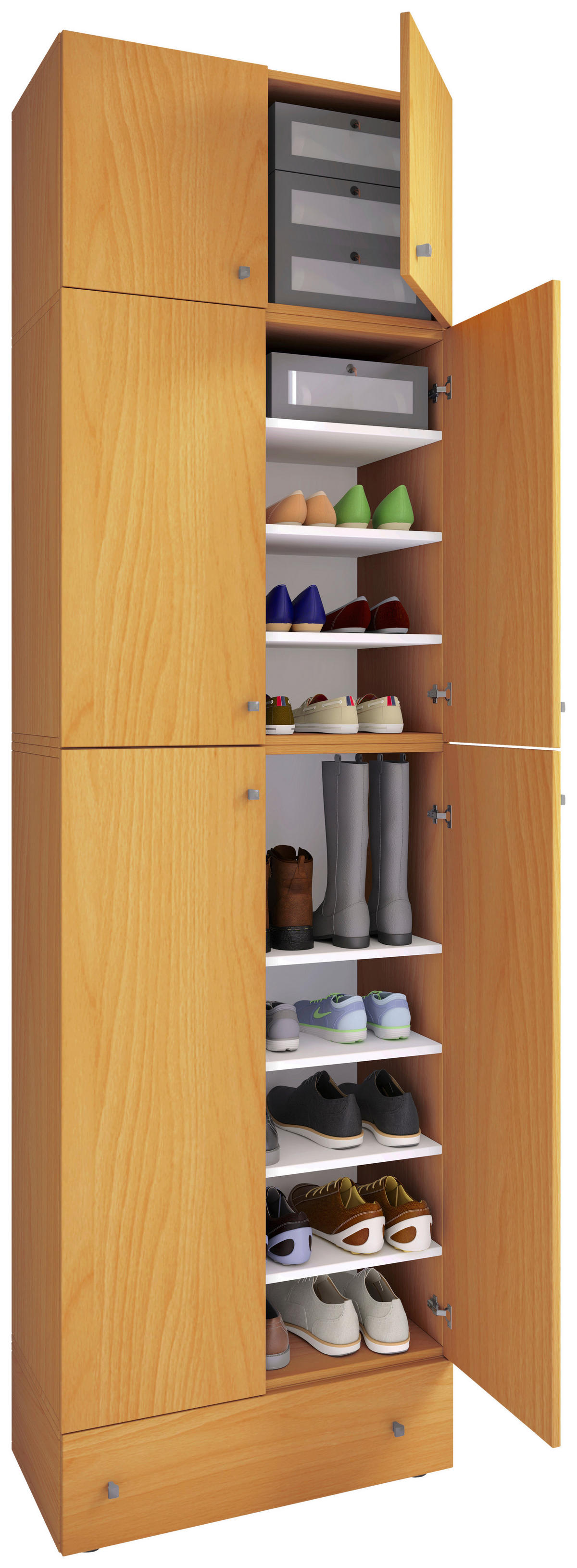 Schuhschrank Lona buche Nachbildung weiß B/H/T: ca. 70x240x39 cm Lona - weiß/buche (70,00/240,00/39,00cm) - VCM Möbel