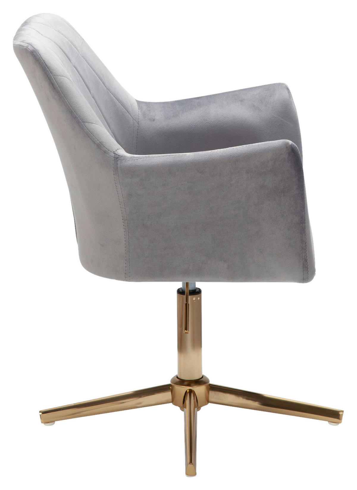Drehstuhl grau gold Samt Eisen Drehstuhl - gold/grau (55,00/97,00/55,00cm) - Wohnling