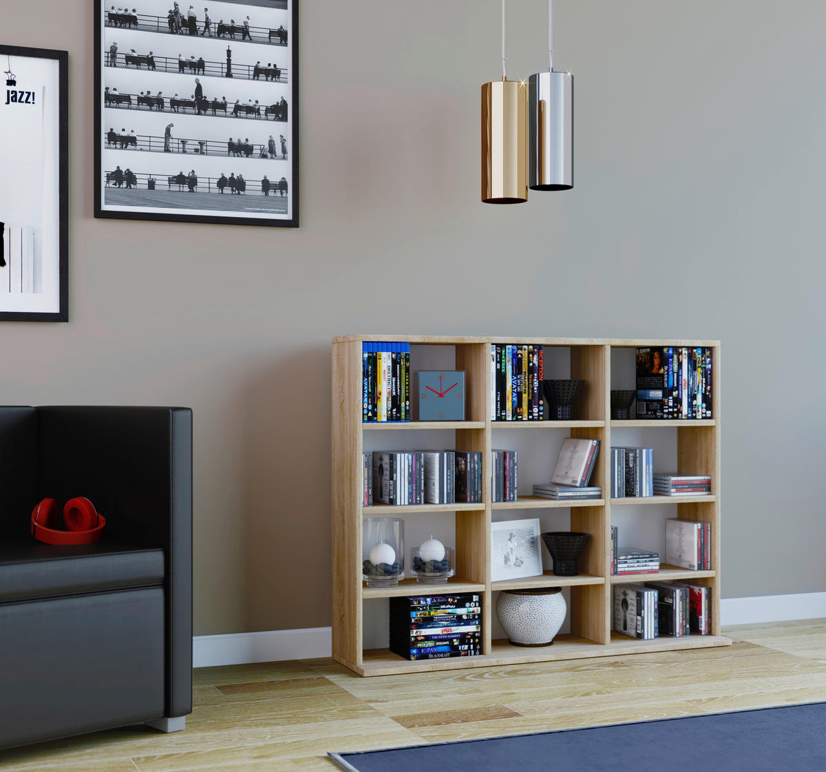 Regal Megosa Mini Eiche Sonoma Nachbildung Holzwerkstoff B/H/T: ca. 102x83x23 cm Megosa Mini - Eiche (102,00/83,00/23,00cm) - VCM Möbel