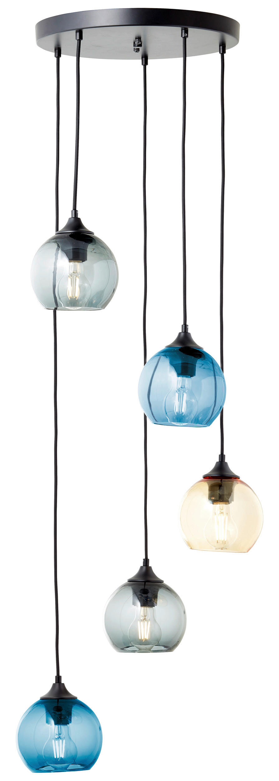 Brilliant Pendelleuchte bunt Glas Metall B/H/T/D: ca. 50x150x50x50 cm 5.0 Brennstellen Pendelleuchte Amiri 99415/72 - bunt (50,00/150,00/50,00cm) - Brilliant
