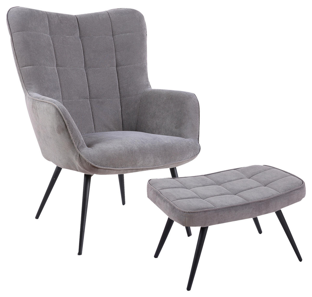 byLIVING Hocker UTA grau schwarz Stoff Metall B/H/T: ca. 60x39x41 cm UTA - schwarz/grau (60,00/39,00/41,00cm) - byLIVING