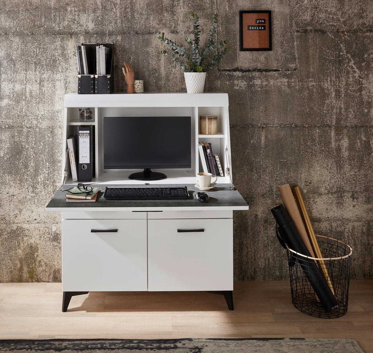 Sekretär Secret weiß matt B/H/T: ca. 98x124x42 cm Secret - weiß (98,00/124,00/42,00cm)