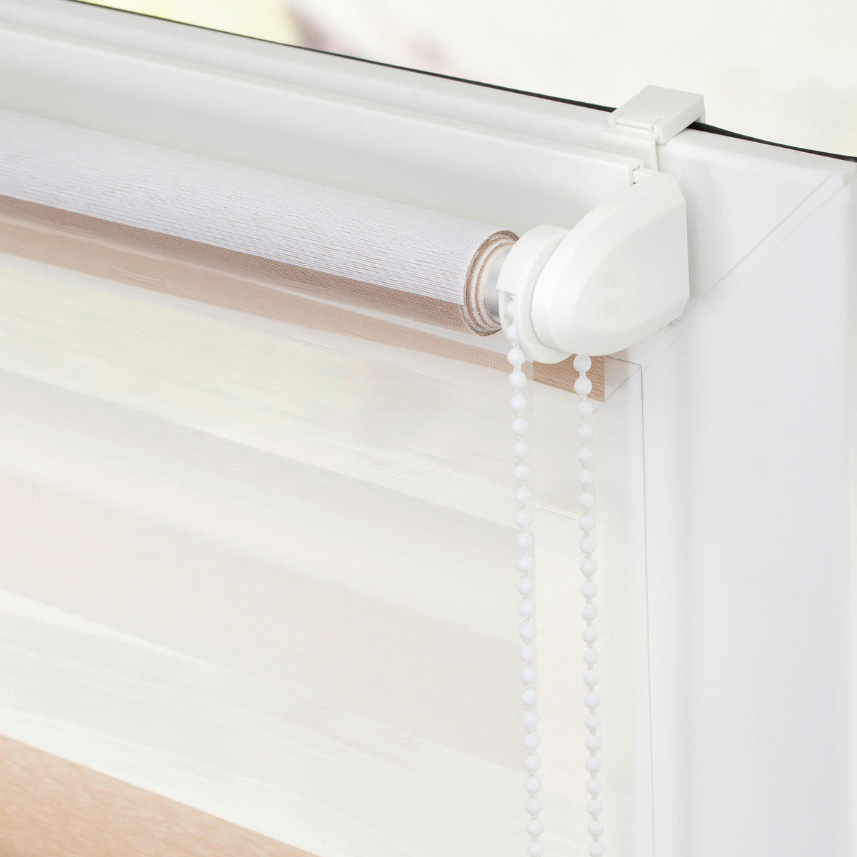 Doppelrollo Duo creme B/L: ca. 100x150 cm Duo - braun/weiß (100,00/150,00cm) - LICHTBLICK
