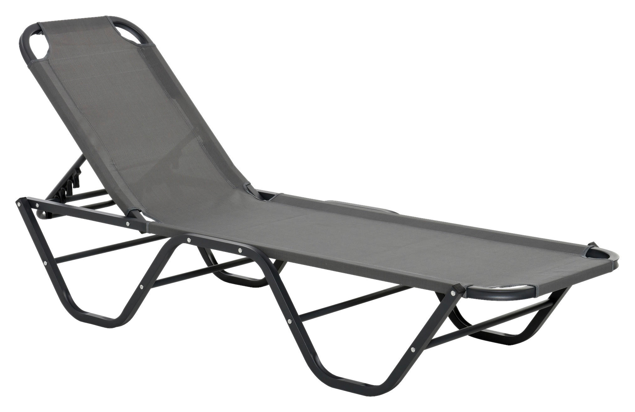 Outsunny Sonnenliege schwarz Aluminium B/H/L: ca. 59x91x163 cm Sonnenliege - schwarz/grau (163,00/59,00/91,00cm) - Outsunny