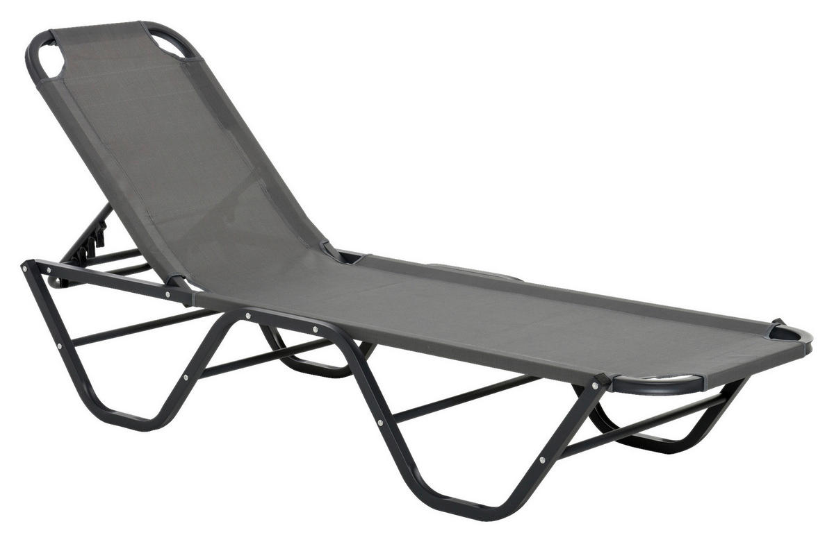 Outsunny Sonnenliege schwarz Aluminium B/H/L: ca. 59x91x163 cm Sonnenliege - schwarz/grau (163,00/59,00/91,00cm) - Outsunny