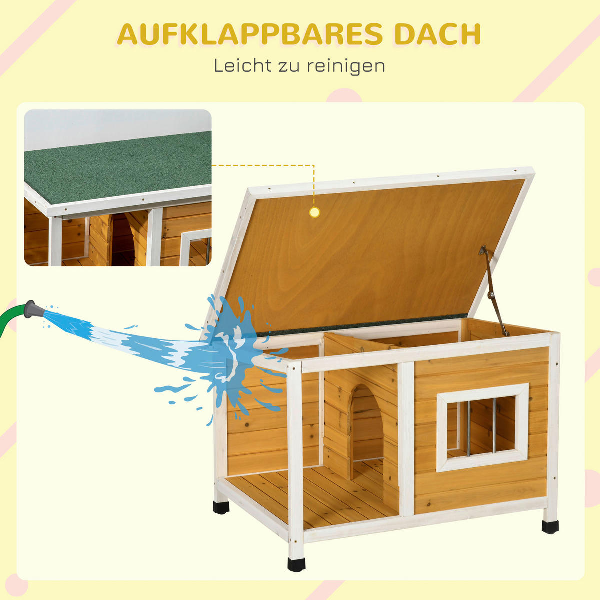 PawHut Hundehütte orange Holz B/H/L: ca. 62x60x85,5 cm Hundehütte - orange (85,50/62,00/60,00cm) - PawHut