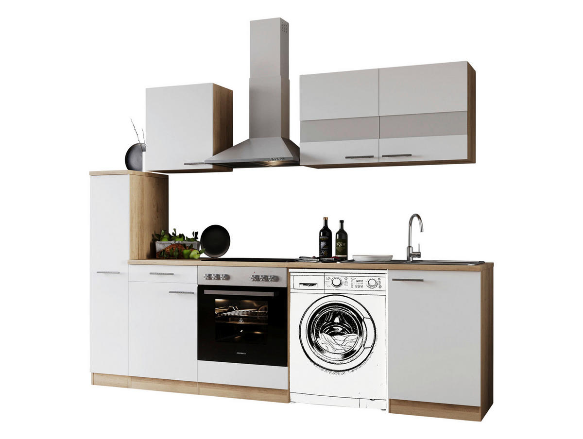 Respekta Küchenblock Merle weiß B/H/T: ca. 250x200x60 cm Merle - Eiche/weiß (250,00/200,00/60,00cm) - Respekta