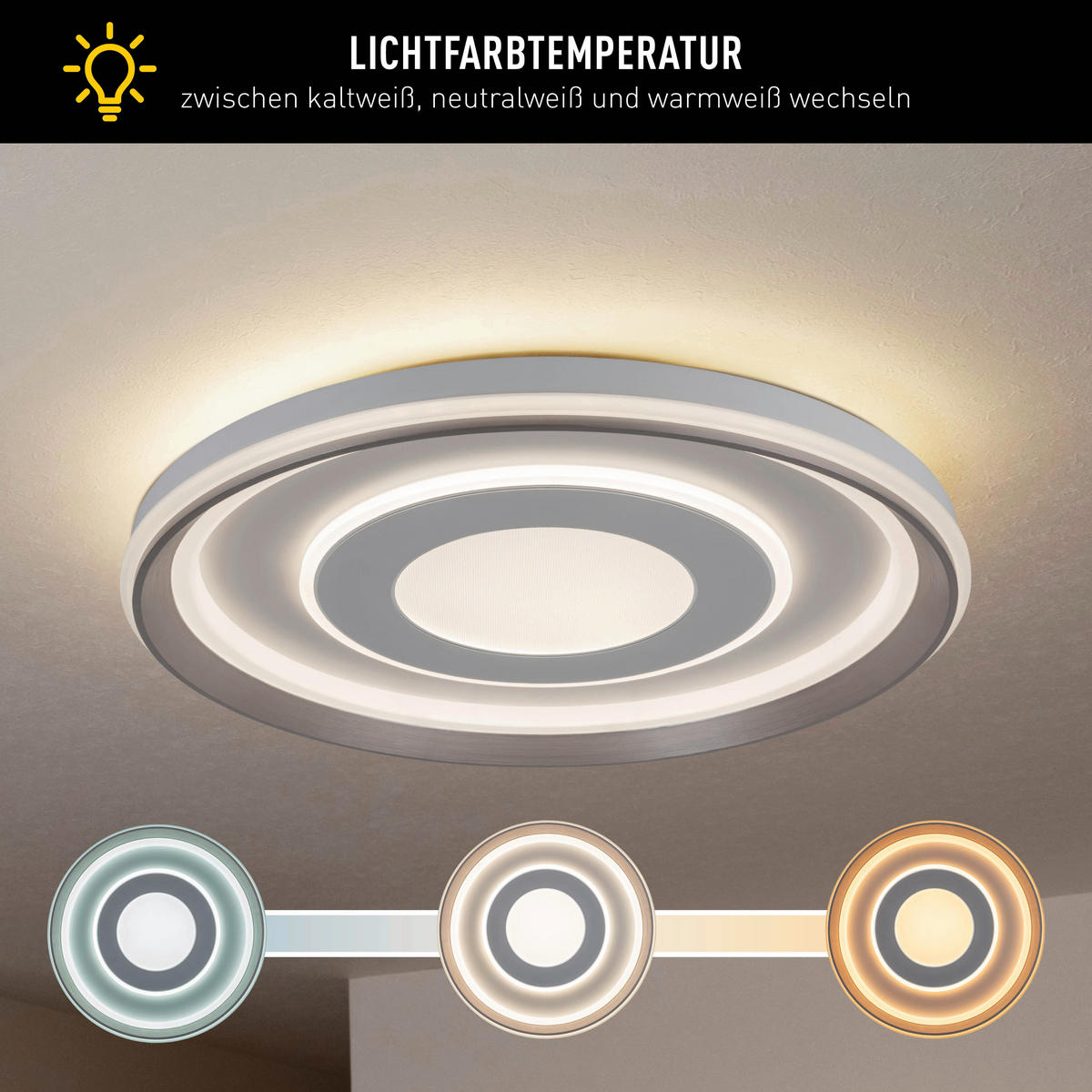 Näve Leuchten LED-Deckenleuchte weiß Kunststoff Metall B/H/T/D: ca. 50x7,5x50x50 cm DOIRA - weiß (50,00/7,50/50,00cm) - Näve Leuchten