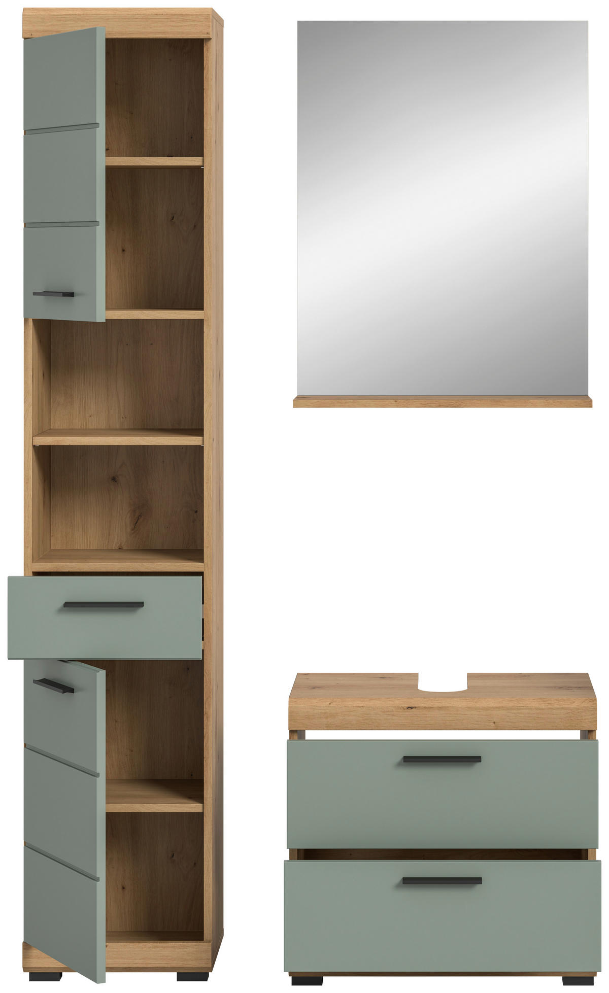 Badezimmer-Set Scout Eiche Artisan Nachbildung salbei Nachbildung B/H/T: ca. 112x191x37 cm Scout - Eiche/salbei (112,00/191,00/37,00cm) - xonox.home