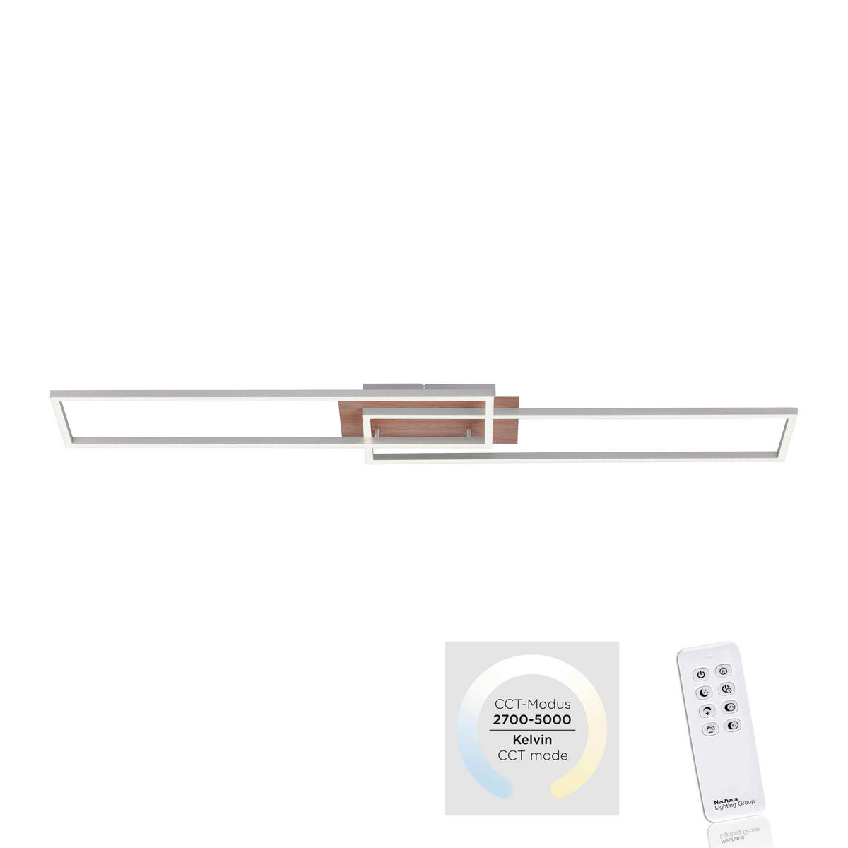 Just Light LED-Deckenleuchte IVEN 14019-78 stahlfarbig Metall B/H/T: ca. 25x7x110 cm 2 Brennstellen IVEN - stahlfarbig (25,00/7,00/110,00cm) - Just Light