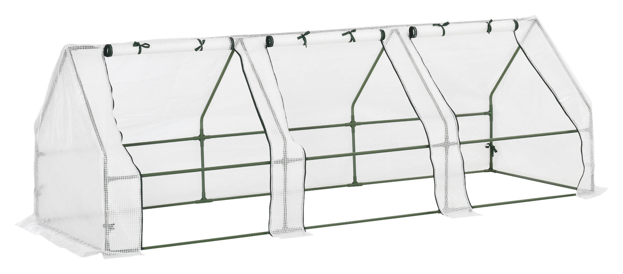 Outsunny Folientunnel mit 3 Türen B/H/L: ca. 90x90x270 cm Folientunnel_mit_3Türen - weiß (270,00/90,00/90,00cm) - Outsunny