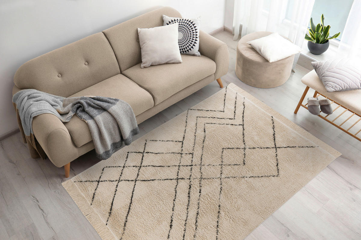 360Living Teppich Mylen schwarz B/L: ca. 160x230 cm Mylen - creme/schwarz (160,00/230,00cm) - 360Living