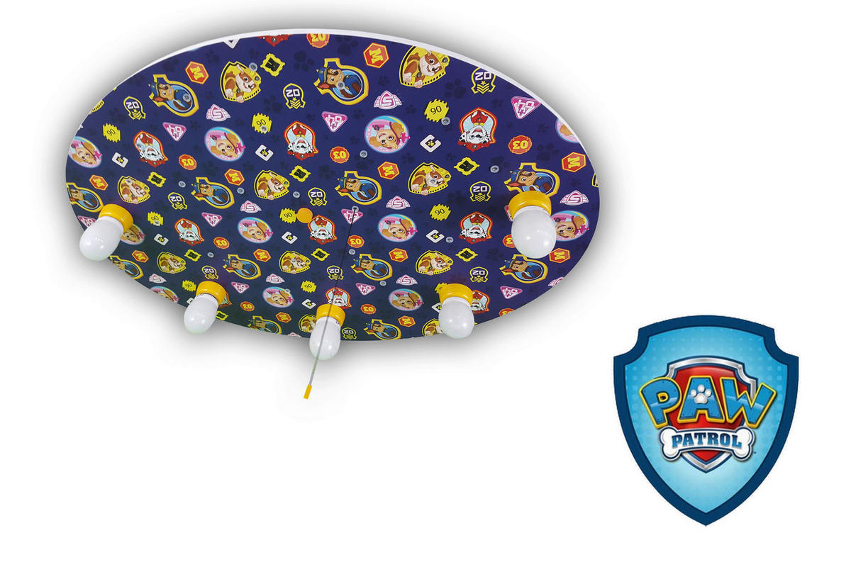 Niermann Deckenleuchte Paw Patrol 797 bunt blau MDF Kunststoff B/H/T: ca. 53x7x71 cm E14 5 Brennstellen Paw Patrol - blau/bunt (53,00/7,00/71,00cm) - Niermann