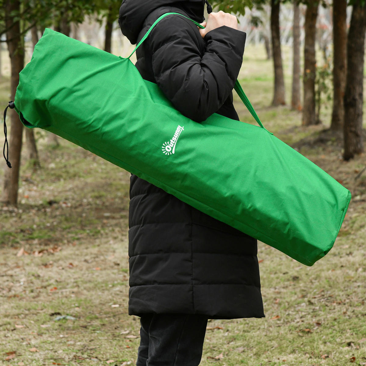 Outsunny Campingbett B/H/L: ca. 65x40x195 cm Campingbett - schwarz/grün (195,00/65,00/40,00cm) - Outsunny