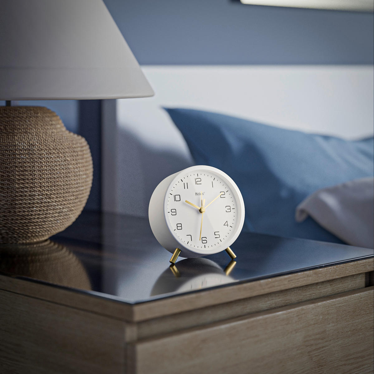 Mebus Wecker weiß B/H/L: ca. 12x12x6 cm Wecker_Quarz - gold/weiß (6,00/12,00/12,00cm) - Mebus