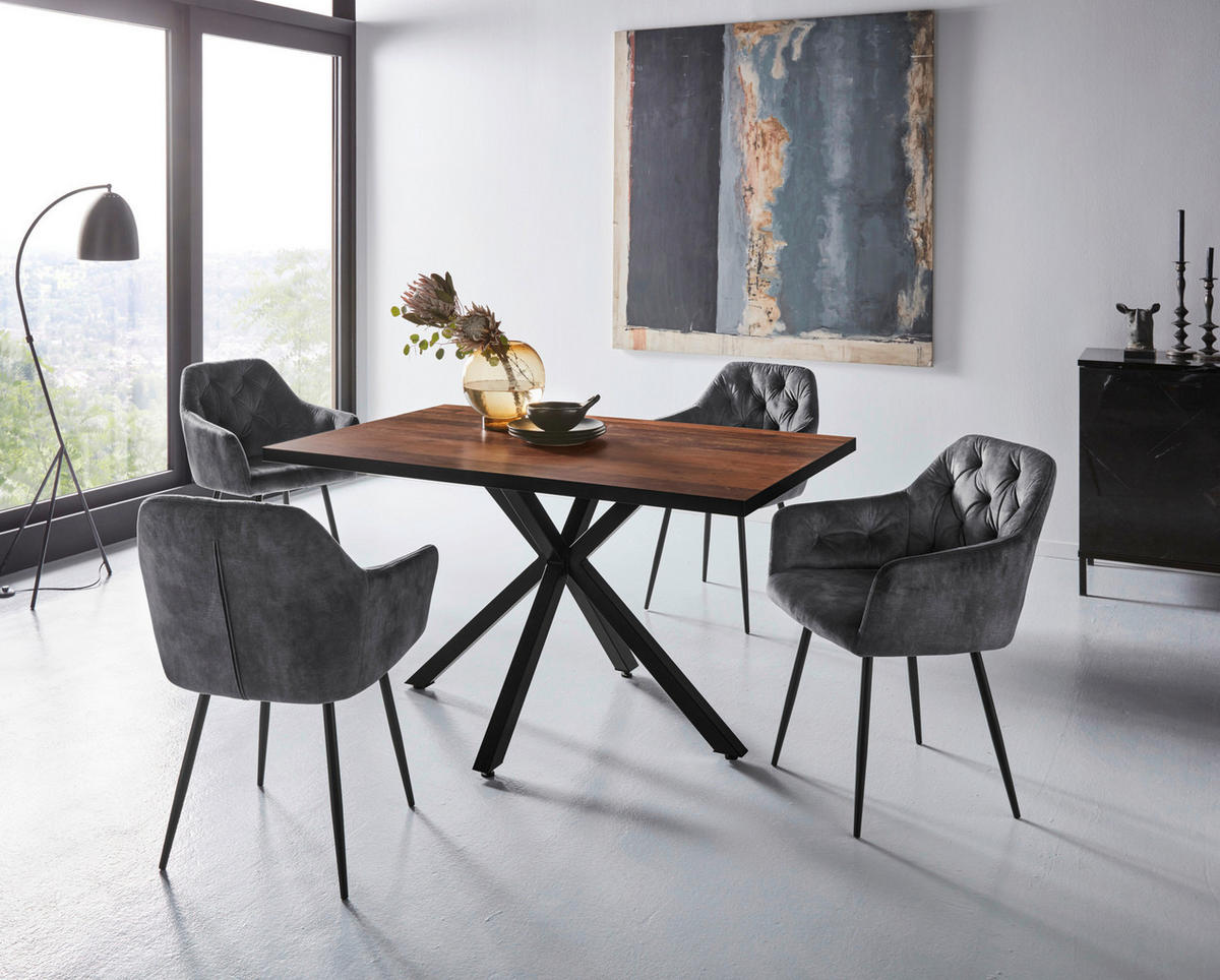 Essgruppe Cleo I anthrazit Holzwerkstoff B/H/T: ca. 140x76x90 cm Cleo I - anthrazit (140,00/76,00/90,00cm) - Hela