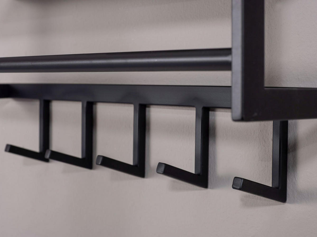 Garderobe B/H/T: ca. 70x20x20 cm Garderobe - schwarz (70,00/20,00/20,00cm) - Wohnling