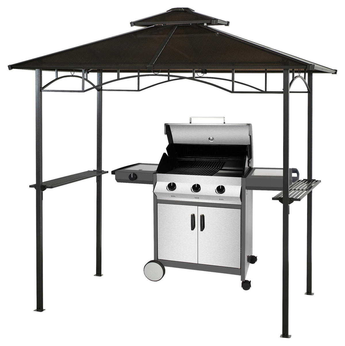 Grasekamp Grill-Pavillon BBQ Hardtop braun Alu B/H/L: ca. 240x245x150 cm BBQ Hardtop - braun (150,00/240,00/245,00cm) - Grasekamp