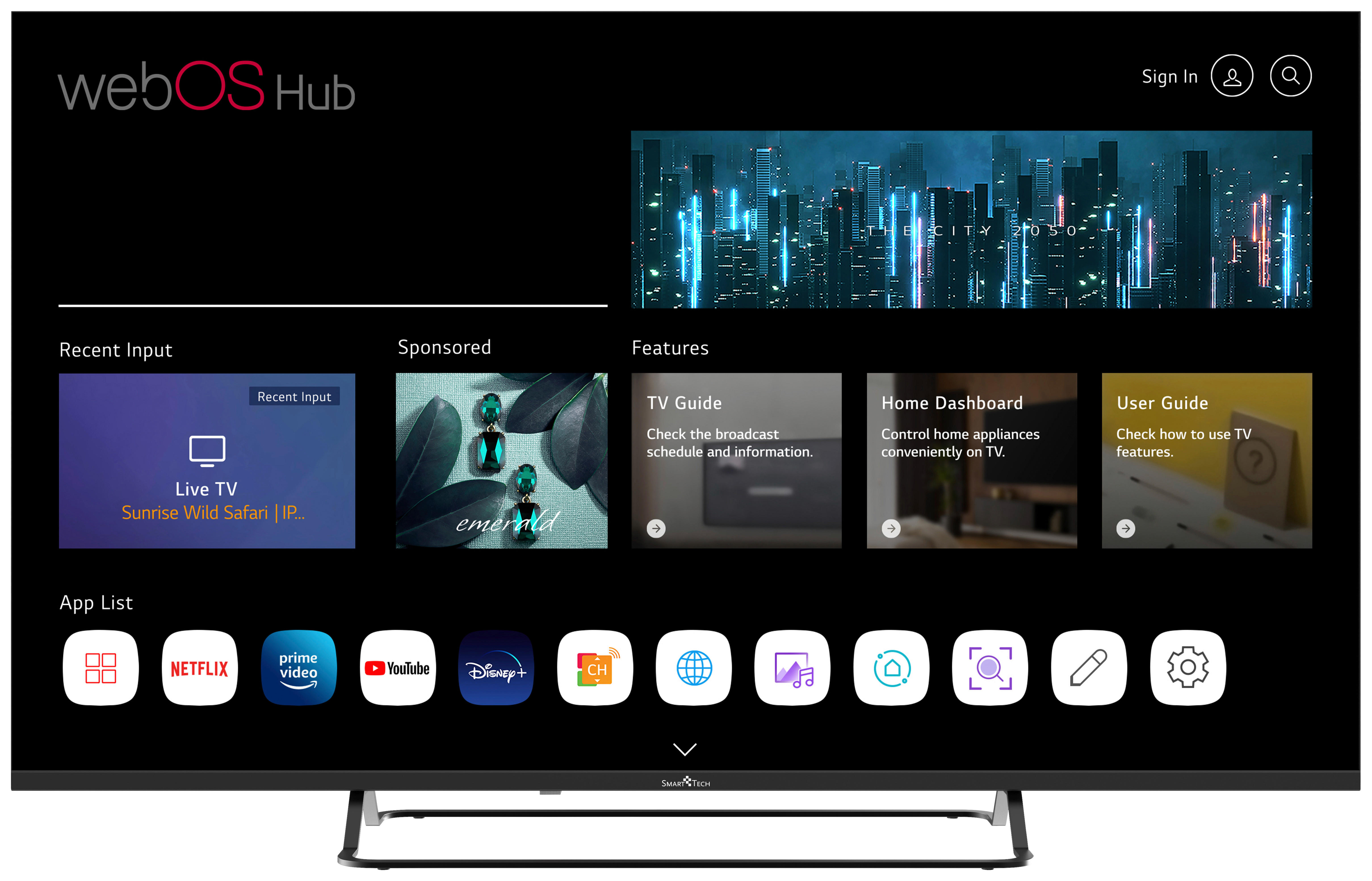 Smart Tech LED-TV 50 Zoll Diagonale ca. 126 cm LED-TV_50"_4K_50UW02V_SmartTech - schwarz (126,00cm) - Smart Tech