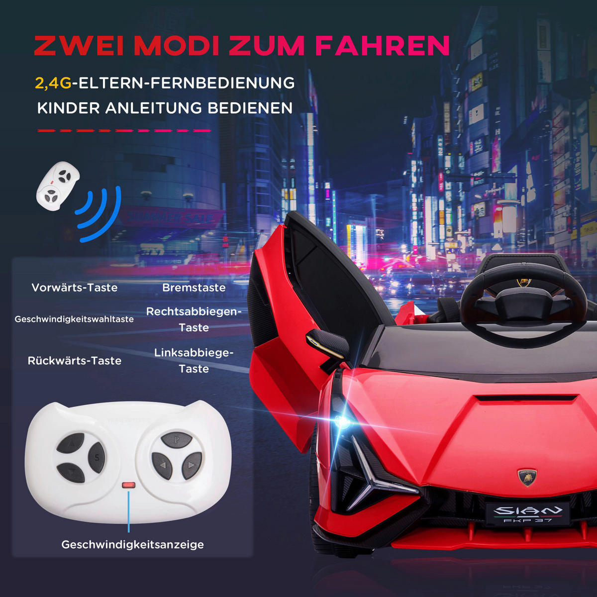 HOMCOM Kinder-Elektroauto rot B/H/L: ca. 62x65x132 cm Kinder Elektroauto - rot (132,00/62,00/65,00cm) - HOMCOM