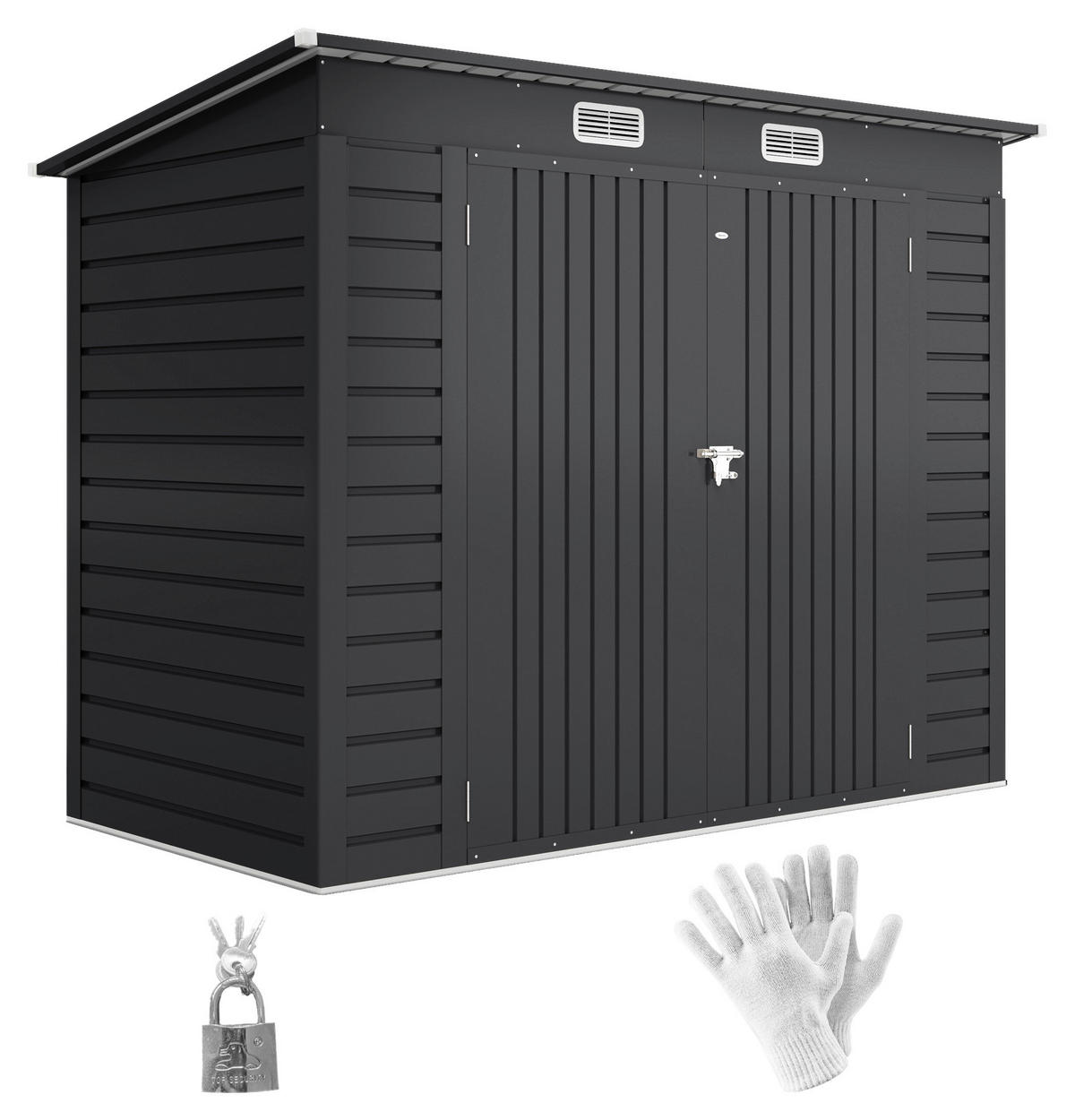 Outsunny Gerätehaus grau B/H/L: ca. 121x183x249 cm Gerätehaus - grau (249,00/121,00/183,00cm) - Outsunny
