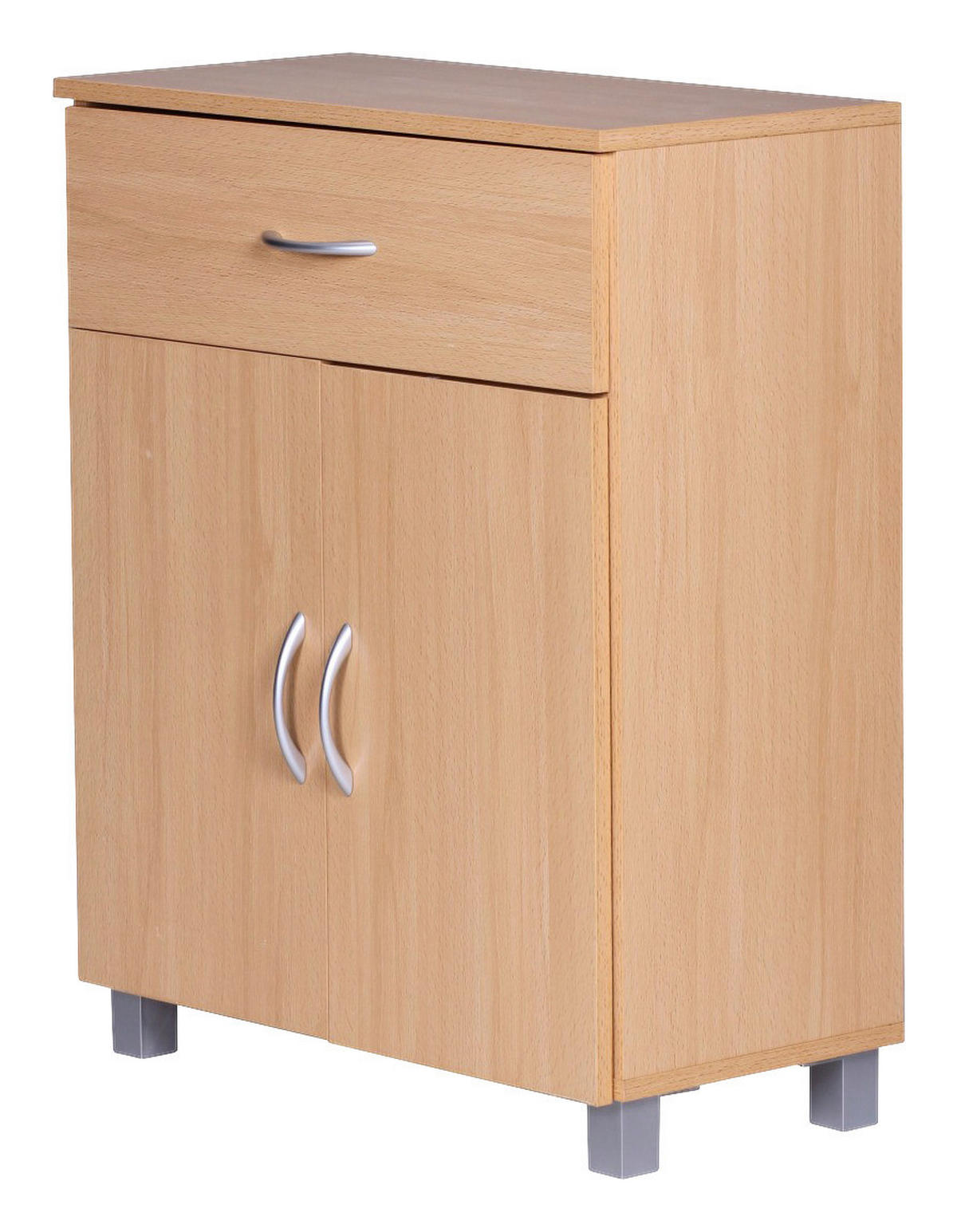 Sideboard buche Nachbildung silber B/H/T: ca. 60x75x30 cm Sideboard - buche/silber (60,00/75,00/30,00cm) - Wohnling