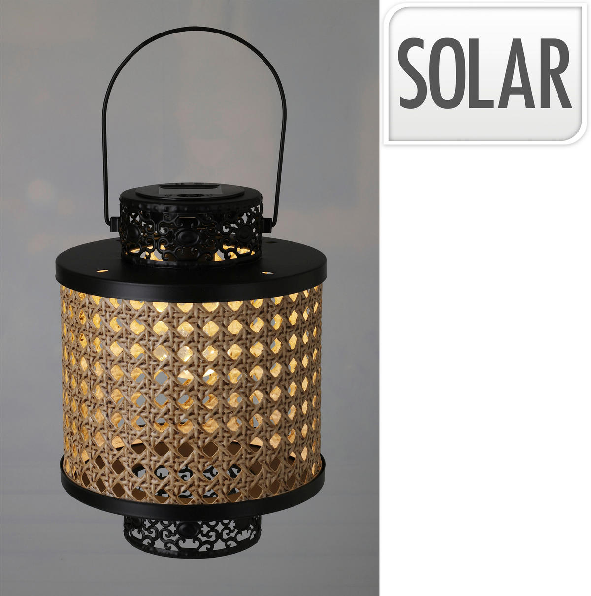 Solarlaterne schwarz Metall B/H/L: ca. 21x18x24 cm Solarlaterne - schwarz (24,00/21,00/18,00cm)