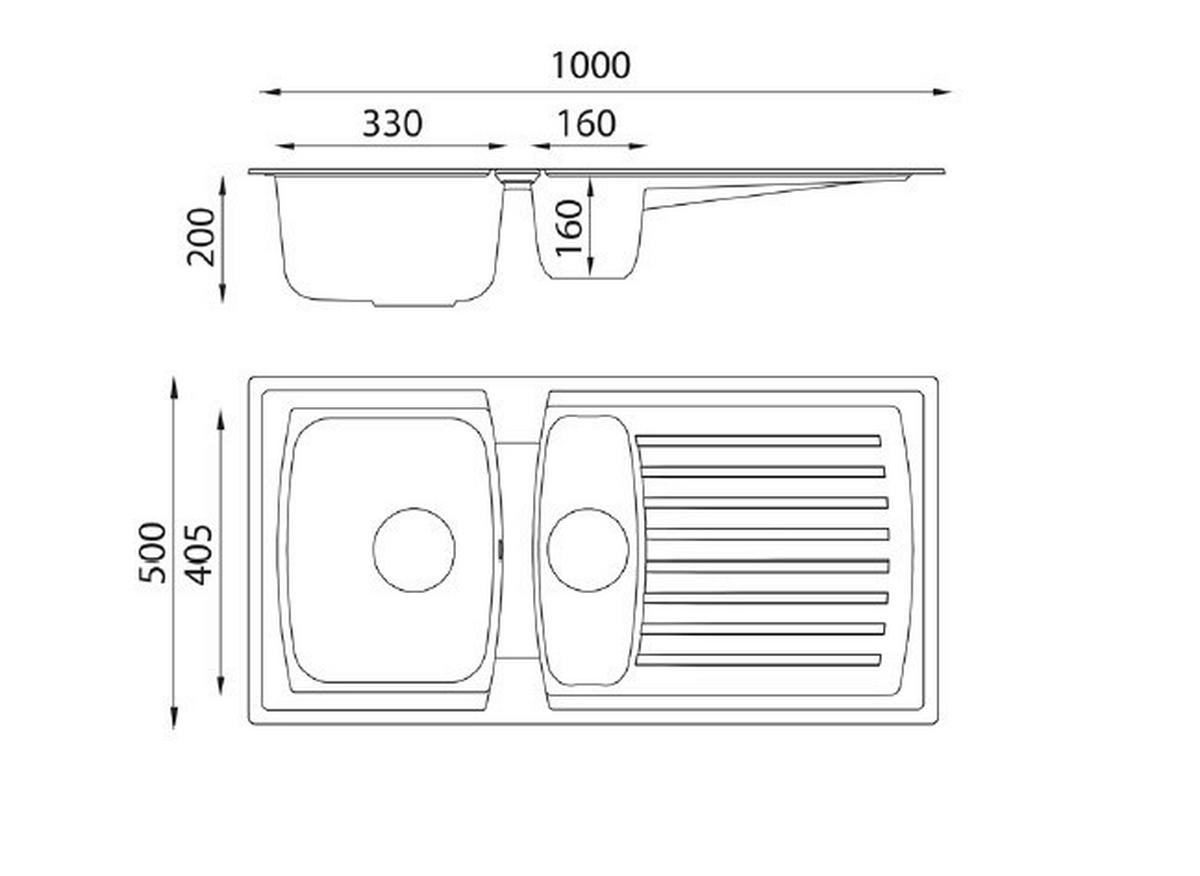 Respekta Einbauspüle Boston 100 x 50 S schwarz Mineralite B/H/T: ca. 100x20x50 cm Boston 100 x 50 S - schwarz (100,00/20,00/50,00cm) - Respekta