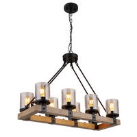 GLOBO Pendelleuchte schwarz Rauch Metall Glas B/H/T: ca. 31,5x100x75 cm E27 8 Brennstellen LILA - schwarz/Rauch (31,50/100,00/75,00cm) - GLOBO