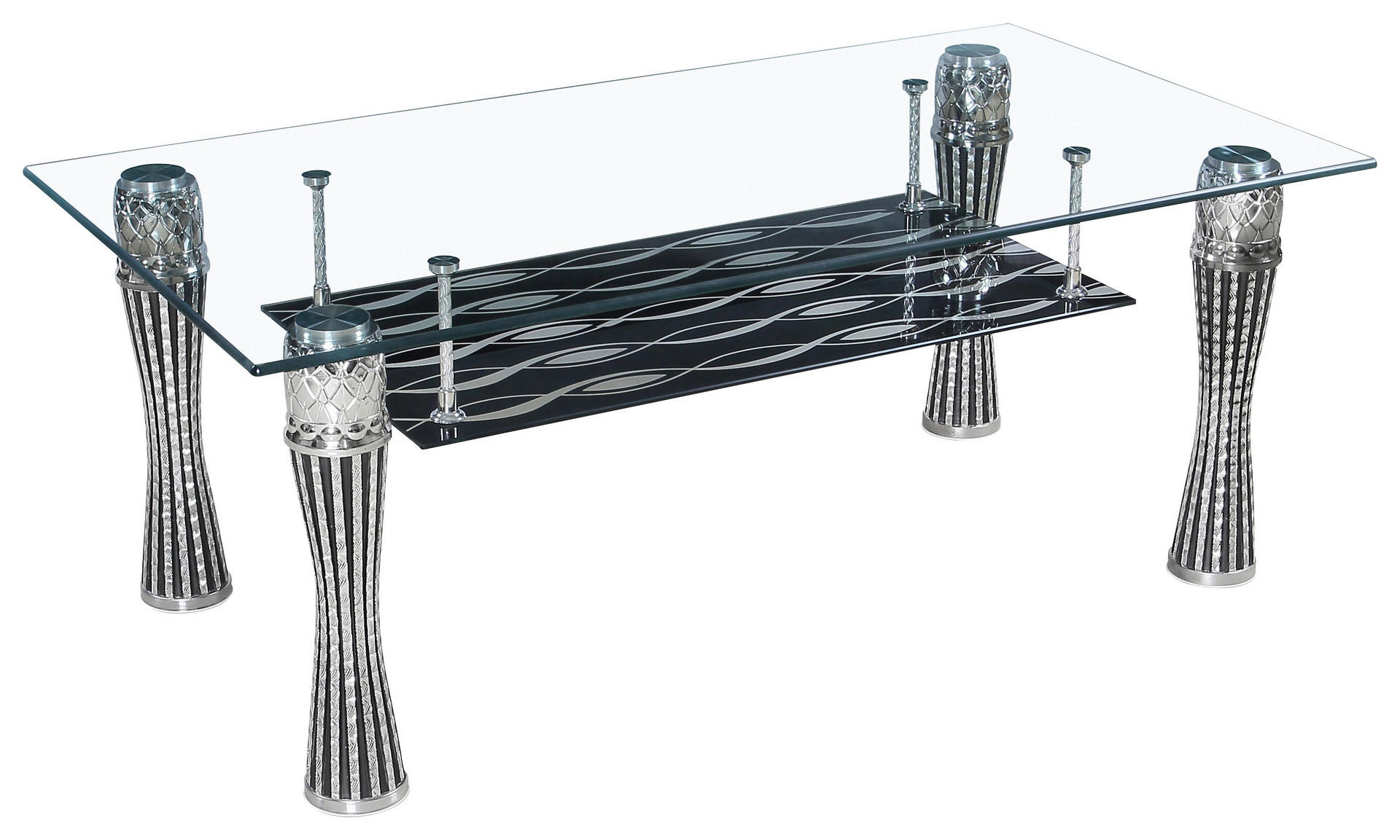 Glascouchtisch Adana glasklar B/H/T: ca. 115x43x65 cm Adana - Alu/glasklar (115,00/43,00/65,00cm)