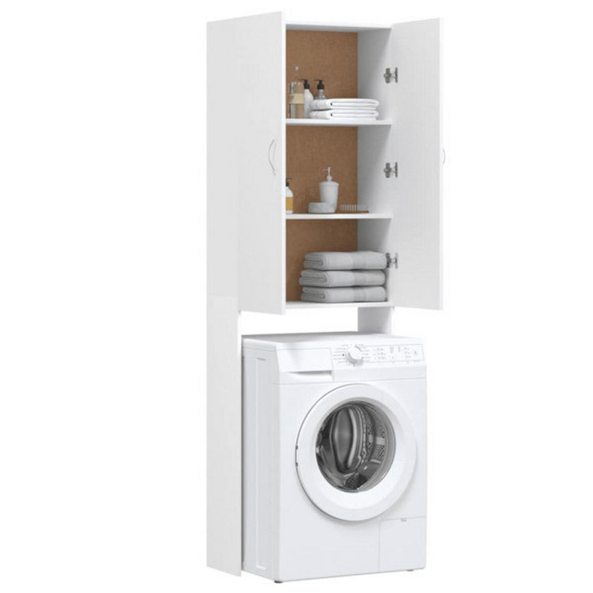 VidaXL Waschmaschinenschrank weiß B/H/T: ca. 64x190x25,5 cm Waschmaschinenschrank - weiß (64,00/190,00/25,50cm) - VidaXL