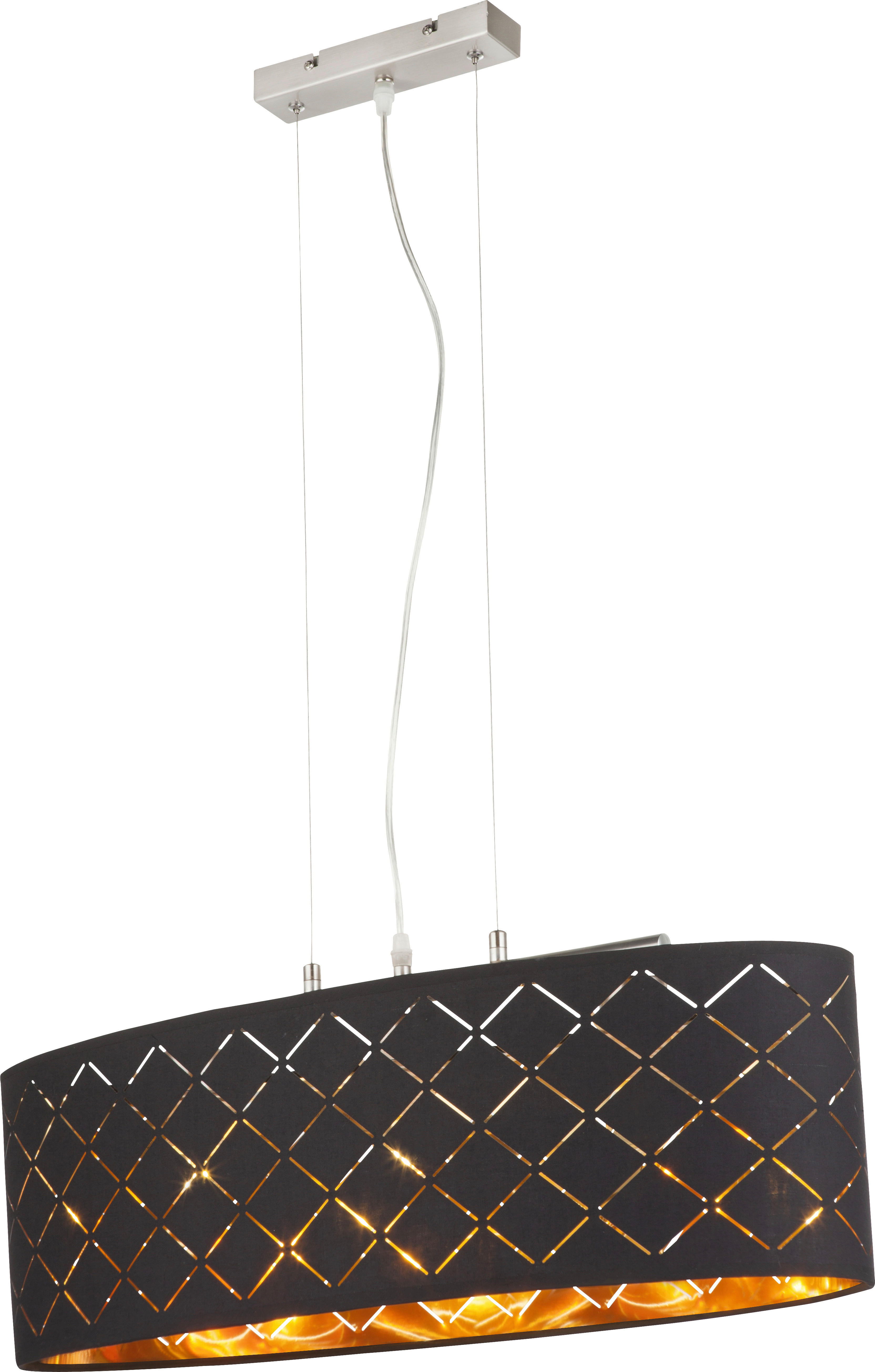 GLOBO Pendelleuchte nickel matt gold schwarz Metall Textil B/H/T: ca. 25x140x65 cm E27 3 Brennstellen CLARKE - gold/nickel matt (25,00/140,00/65,00cm) - GLOBO