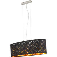 GLOBO Pendelleuchte nickel matt gold schwarz Metall Textil B/H/T: ca. 25x140x65 cm E27 3 Brennstellen CLARKE - gold/nickel matt (25,00/140,00/65,00cm) - GLOBO