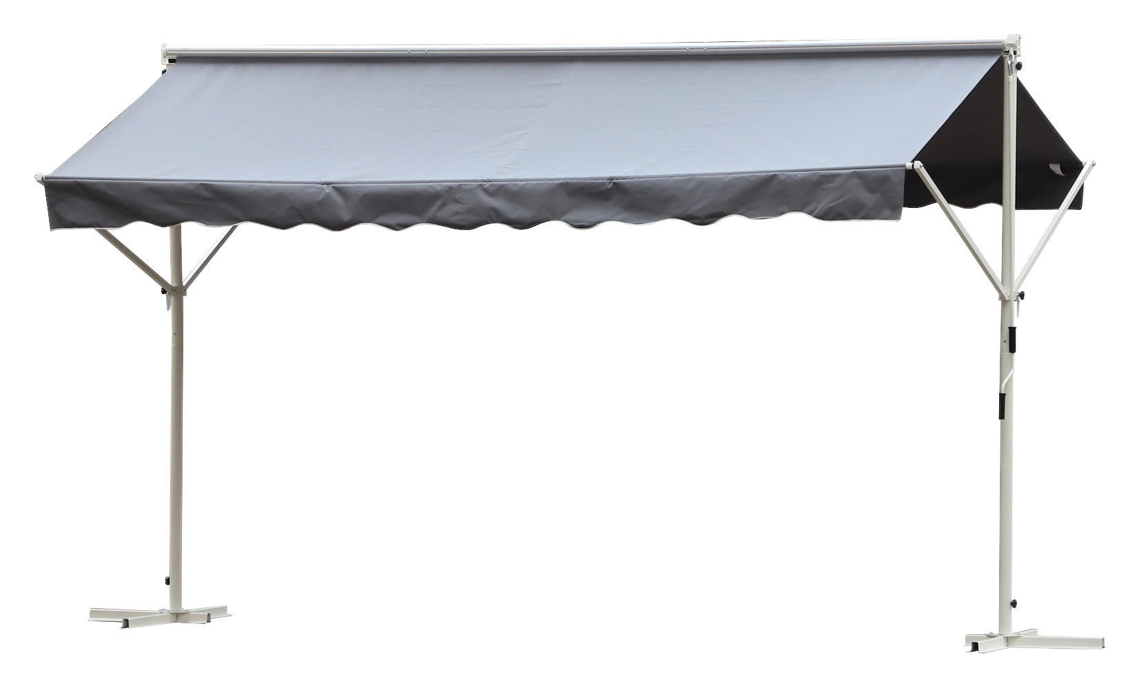 Outsunny Standmarkise grau Polyester-Mischgewebe B/H/L: ca. 294x250x295 cm Standmarkise_mit_Kurbel - grau (295,00/294,00/250,00cm) - Outsunny