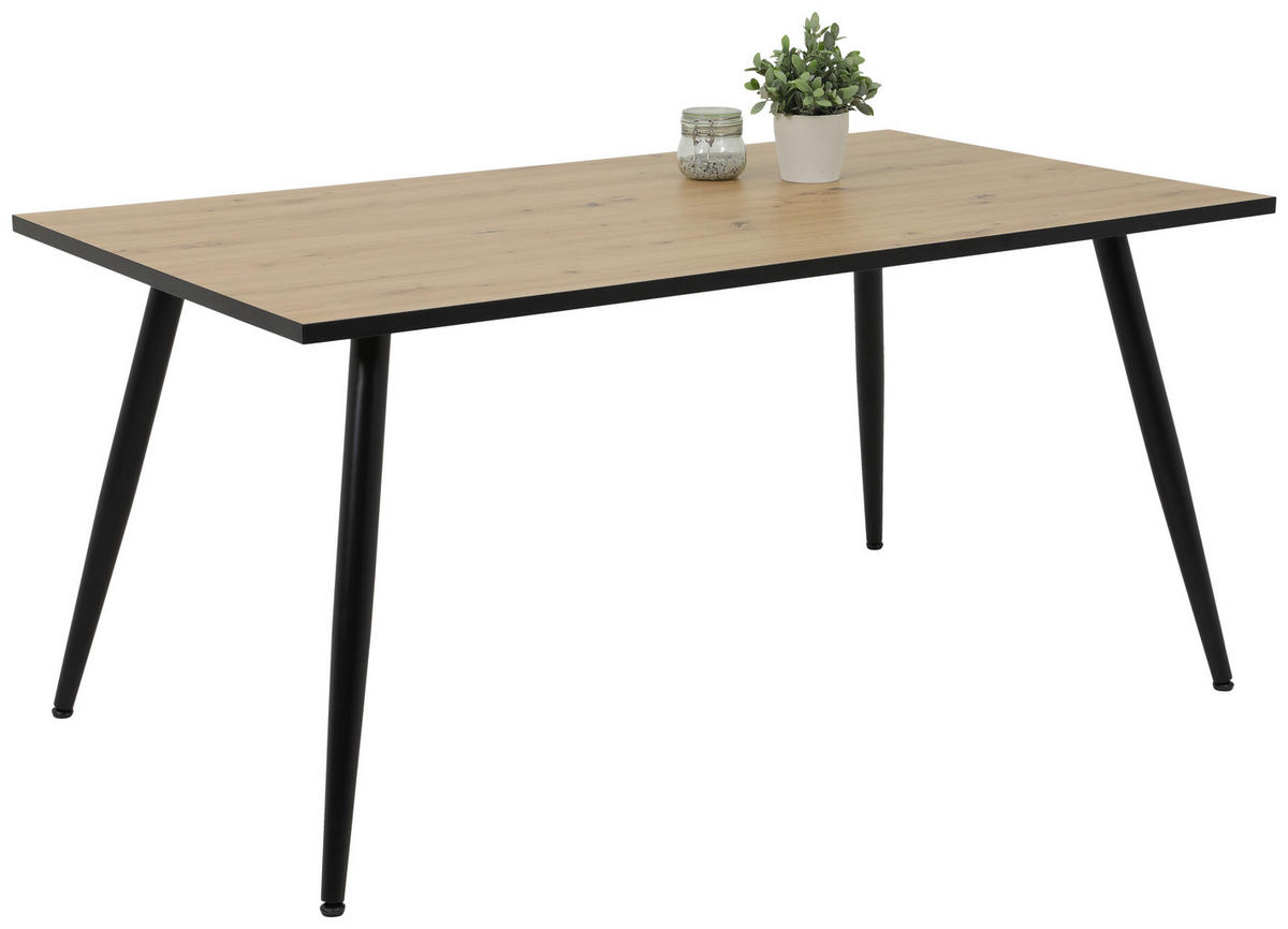 Esstisch SABINE I Eiche Artisan Nachbildung schwarz pulverbeschichtet B/H/T: ca. 160x76x90 cm SABINE I - Eiche/schwarz (160,00/76,00/90,00cm) - Hela