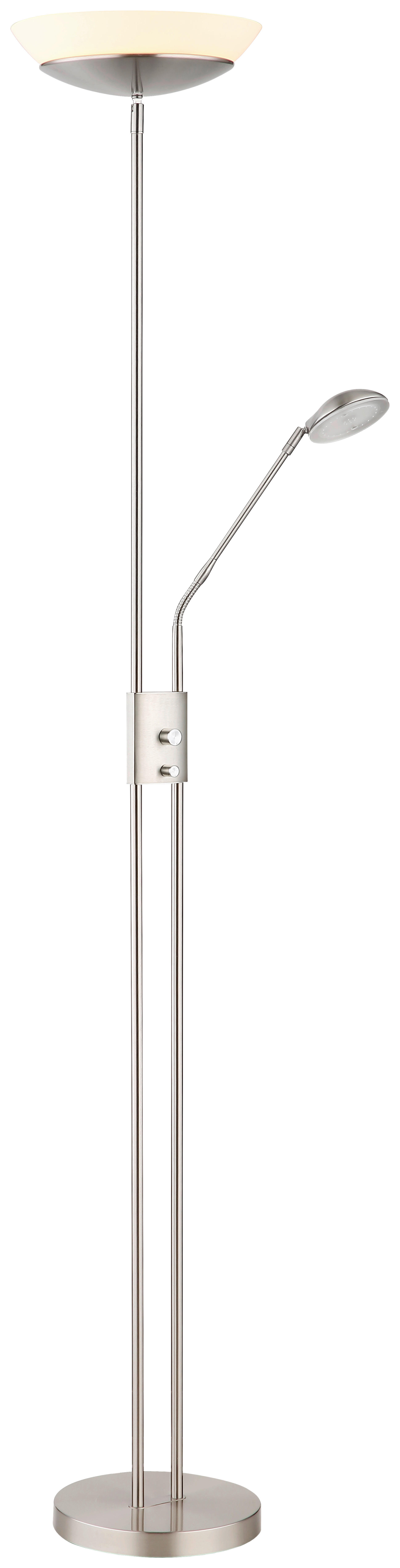 GLOBO Deckenfluter nickel matt Metall Kunststoff Glas B/H/D: ca. 57x180x29 cm GANINA - nickel matt (29,00/180,00cm) - GLOBO