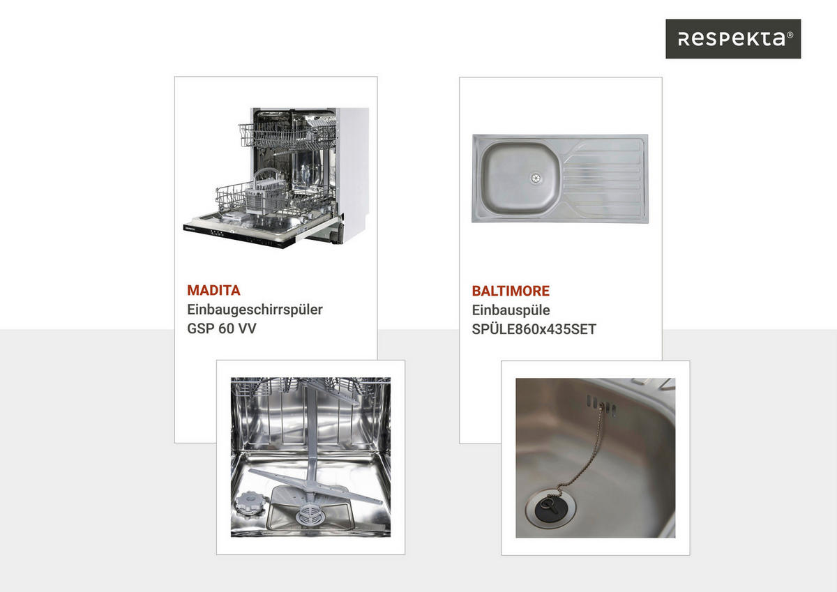 Respekta Winkelküche Hilde grau matt B/H/T: ca. 310x205x172 cm Hilde - Eiche/grau (310,00/205,00/172,00cm) - Respekta