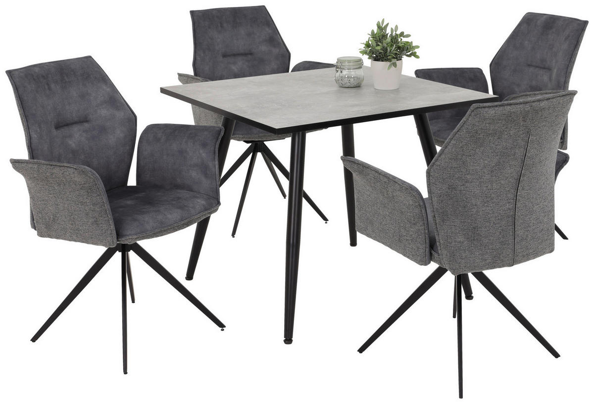 Armlehnstuhl 4er Set SUSANNE grau Vintage schwarz Webstoff Microfaser B/H/T: ca. 65x92x64 cm 4er Set SUSANNE - schwarz/grau (65,00/92,00/64,00cm) - Hela