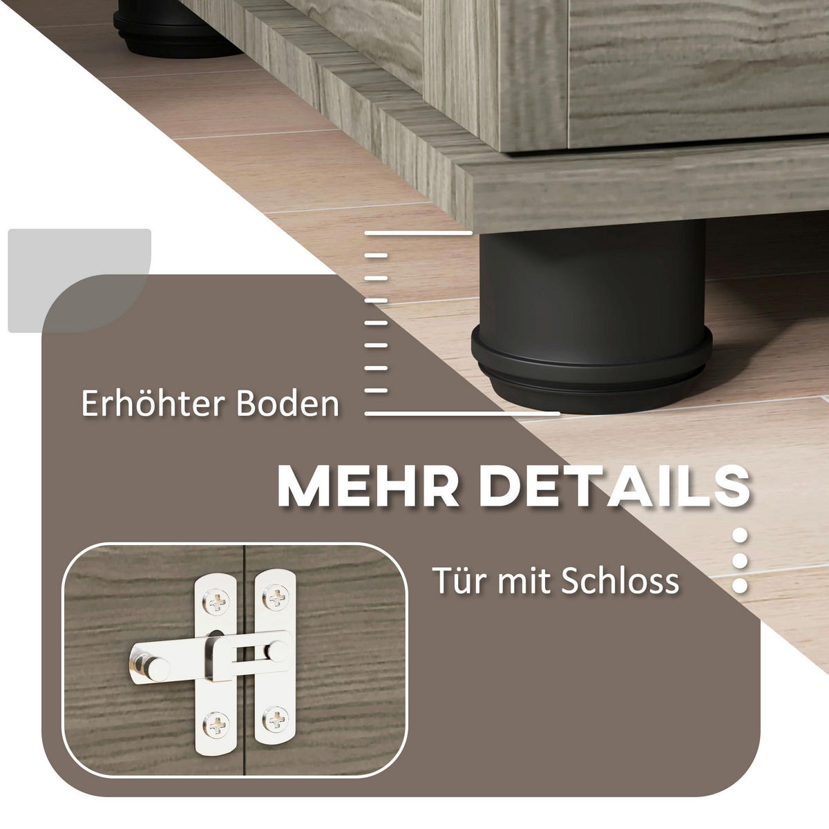 PawHut Hundekäfig grau Spanplatte B/H/L: ca. 56x63x80 cm Hundekäfig - grau (80,00/56,00/63,00cm) - PawHut