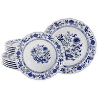CreaTable Tafelservice Flora Zwiebelmuster blau Porzellan 12 tlg. Flora Zwiebelmuster - blau/weiß - CreaTable