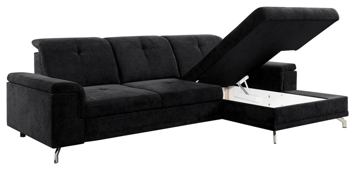 Ecksofa Malmö schwarz Microfaser B/H/T: ca. 270x104x170 cm Malmö - schwarz/Chrom (270,00/104,00/170,00cm)