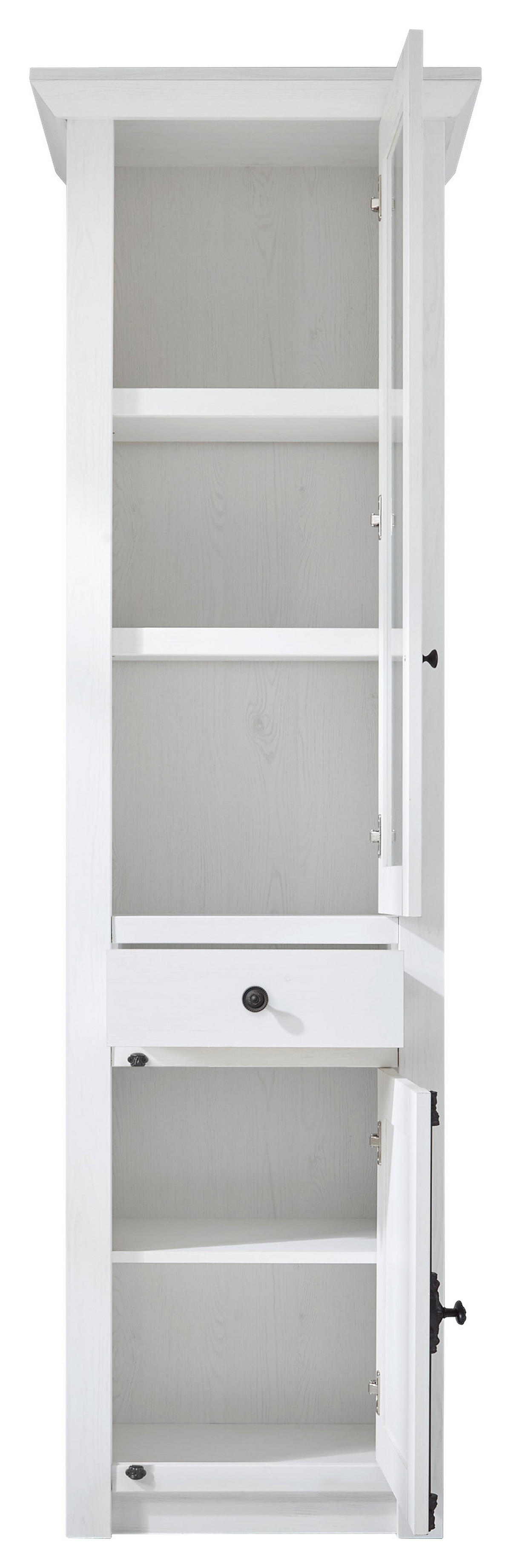 Vitrinenschrank Westerland weiß Pinie Nachbildung B/H/T: ca. 63x207x45 cm Westerland - weiß (63,00/207,00/45,00cm)