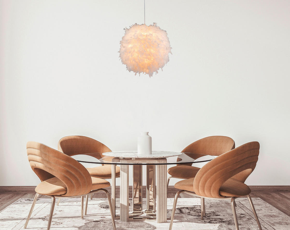 GLOBO Pendelleuchte weiß Textil Kunststoff H/T: ca. 130x60 cm E27 1 Brennstellen KATUNGA - weiß (60,00cm) - GLOBO