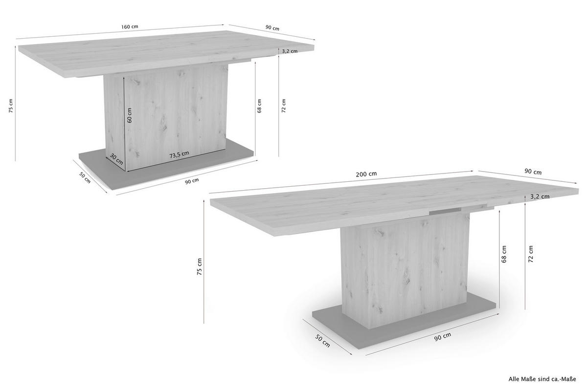 Tisch ATHEN Eiche Old Wood Nachbildung B/H/T: ca. 160x75x90 cm ATHEN - Eiche (160,00/75,00/90,00cm) - byLIVING