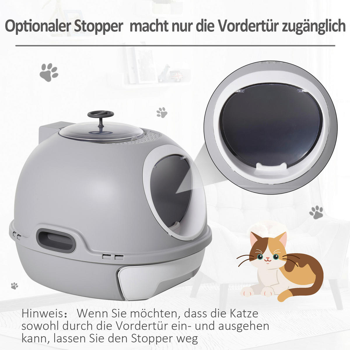 PawHut Katzentoilette grau Polypropylen B/H/L: ca. 47x44x55 cm Katzentoilette - grau (55,00/47,00/44,00cm) - PawHut