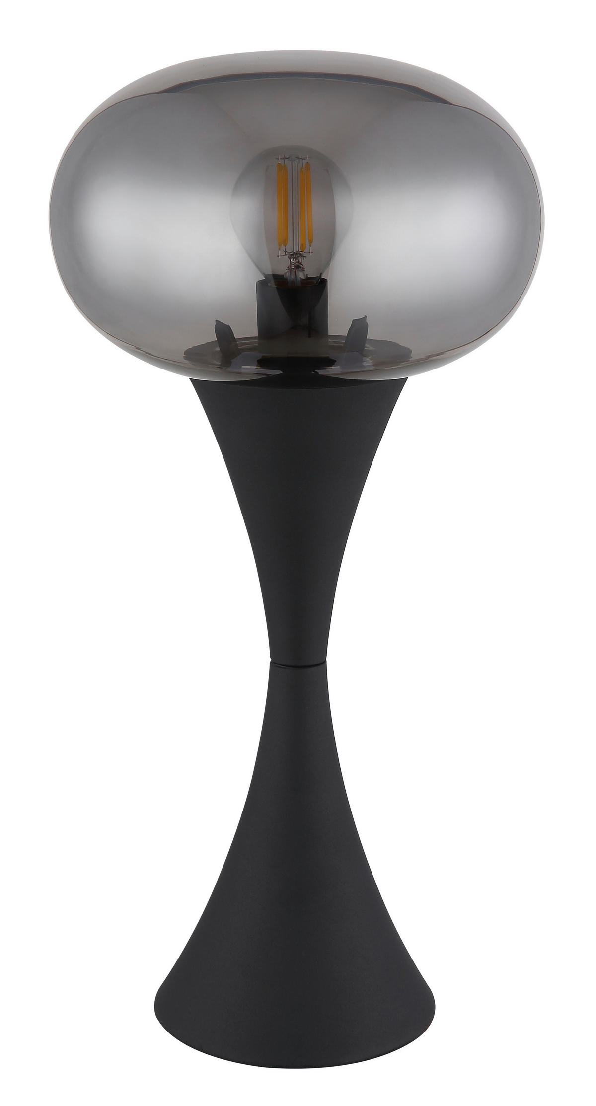 GLOBO Tischleuchte Rauch schwarz Glas Metall H/D: ca. 36,9x18 cm E14 1 Brennstellen LULA - schwarz/Rauch (18,00/36,90cm) - GLOBO